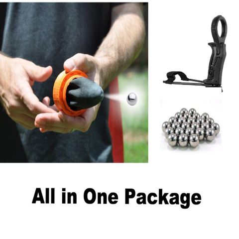 ALL IN ONE : Fun Pocket Shot Catapult + Bracer Launcher + 500 Pcs Stell Balls
