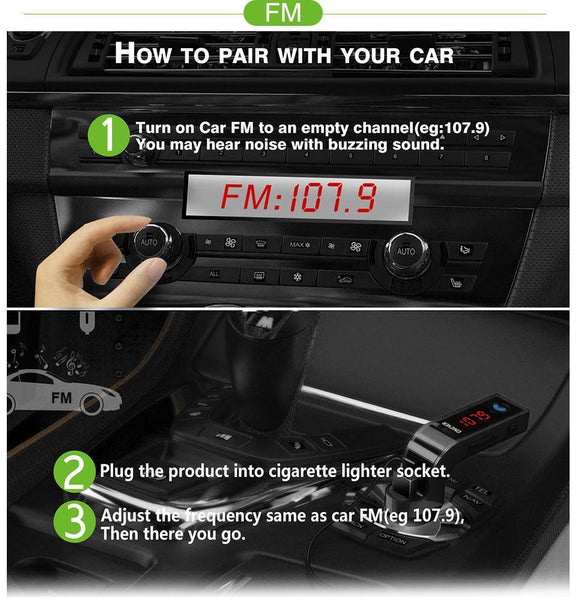4 in 1 Car Stereo Wireless Bluetooth Charger FM Transmitter
