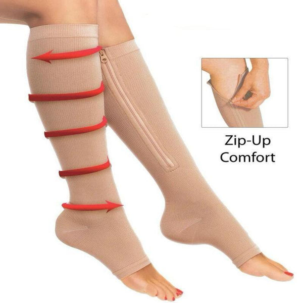 Open Toe Plantar Zipper Compression Socks