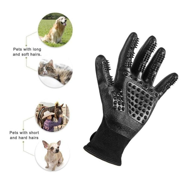 Pet Grooming Gloves For Cats, Dogs & Horses - Long & Short Fur