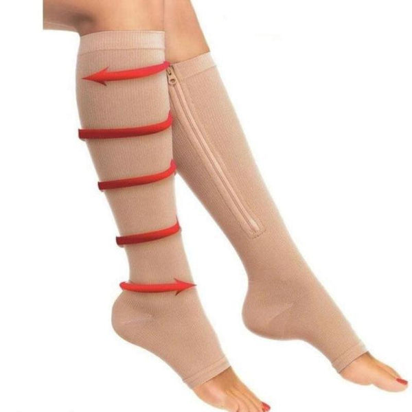 Open Toe Plantar Zipper Compression Socks
