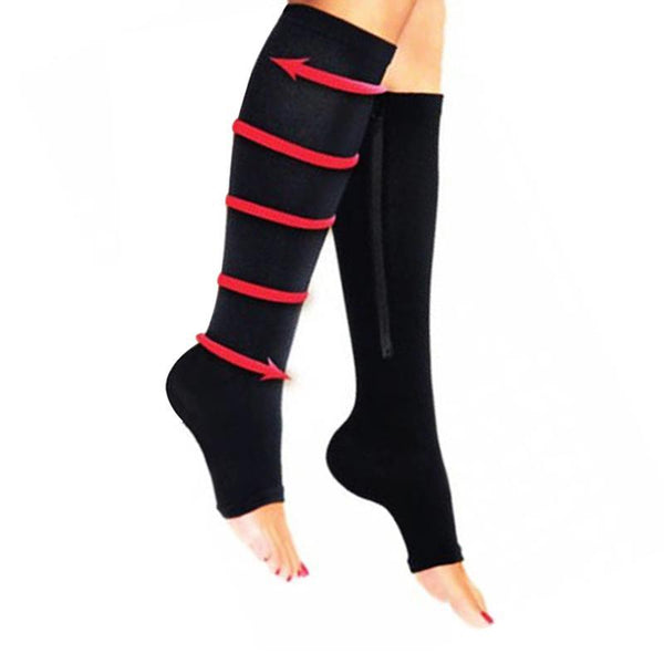Open Toe Plantar Zipper Compression Socks