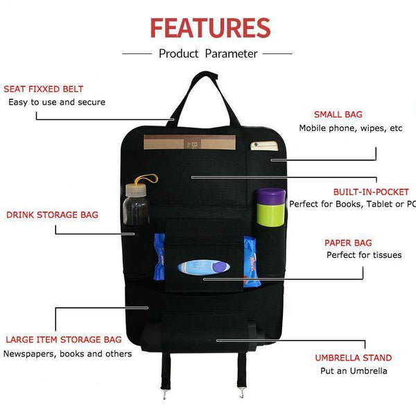 Platinum Multi Pocket Car Organizer Backseat Storage