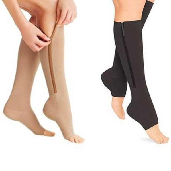 Open Toe Plantar Zipper Compression Socks